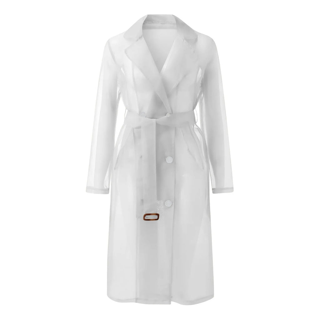 Sheer Belted Trench Coat - Isabella Mae