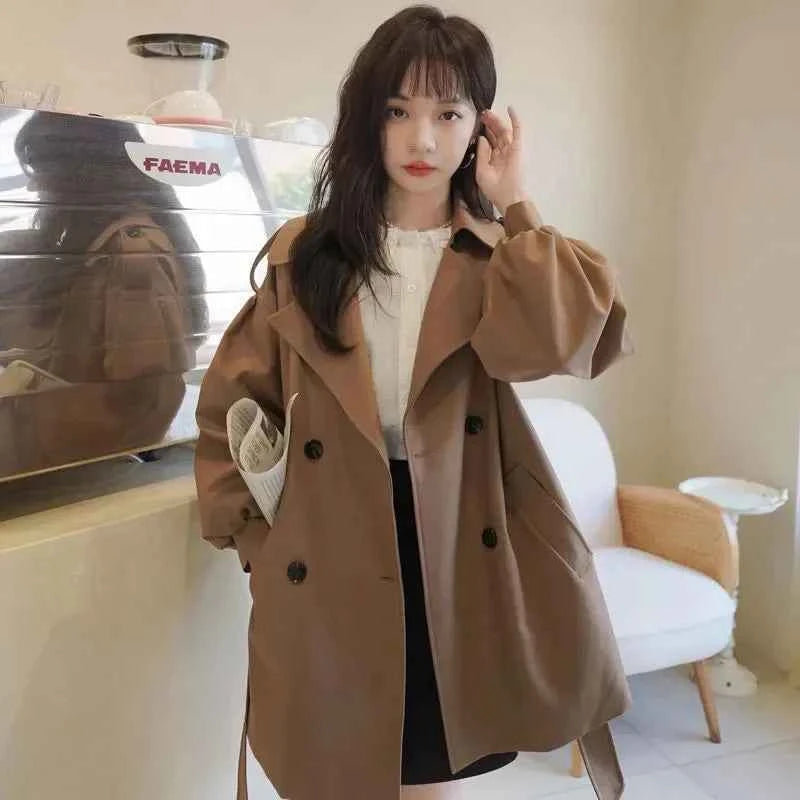 Belted Puff-Sleeve Trench Coat