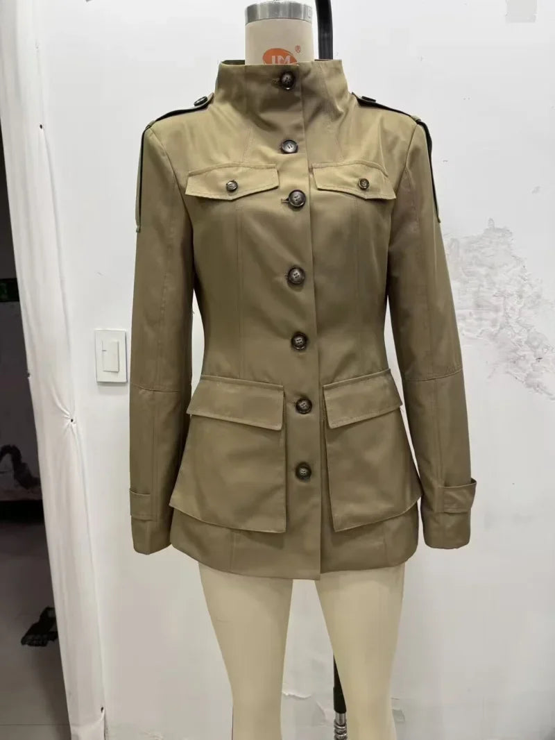 Military Stand Collar Field Jacket - Isabella Mae
