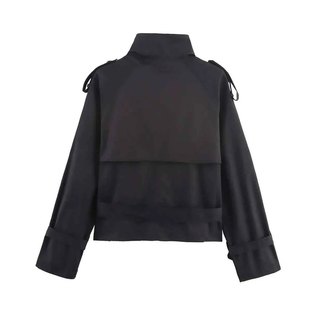 Cropped Double-Breasted Trench Coat