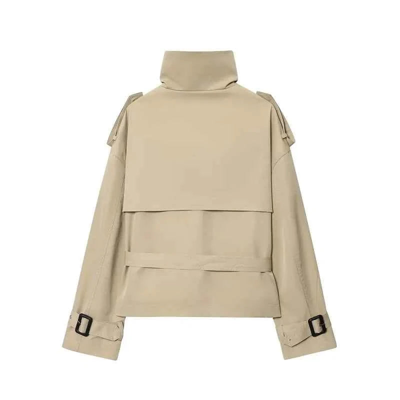 Khaki Cropped Trench Coat