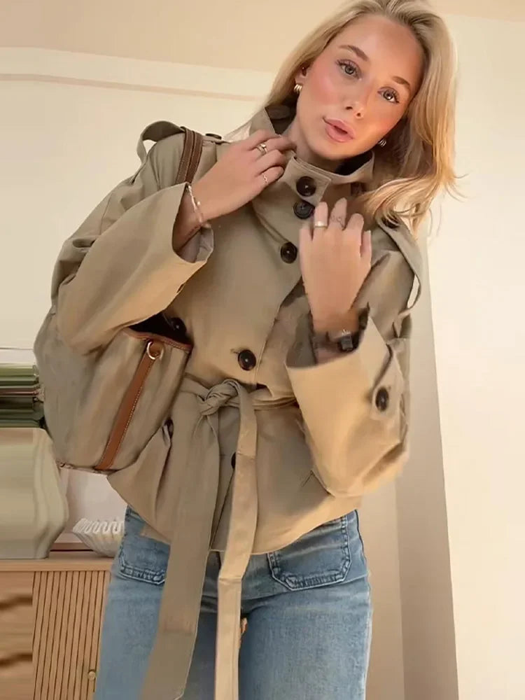 Belted Double-Breasted Trench Coat - Isabella Mae