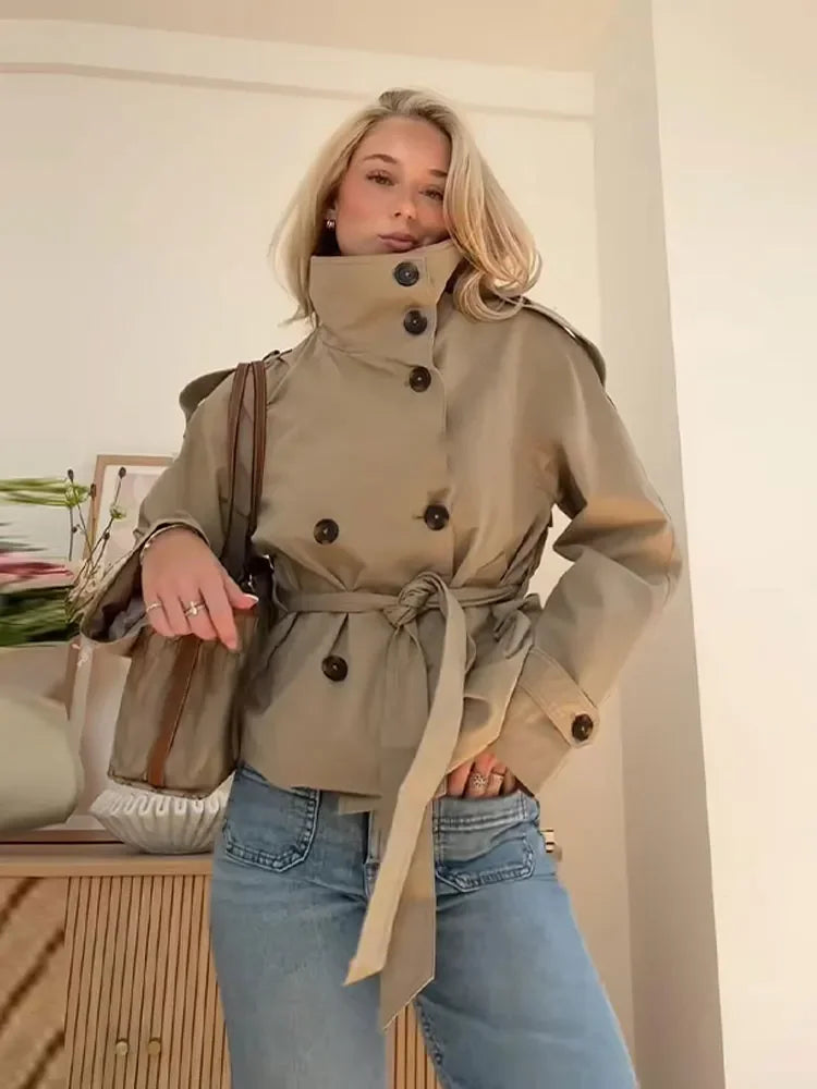 Belted Double-Breasted Trench Coat - Isabella Mae