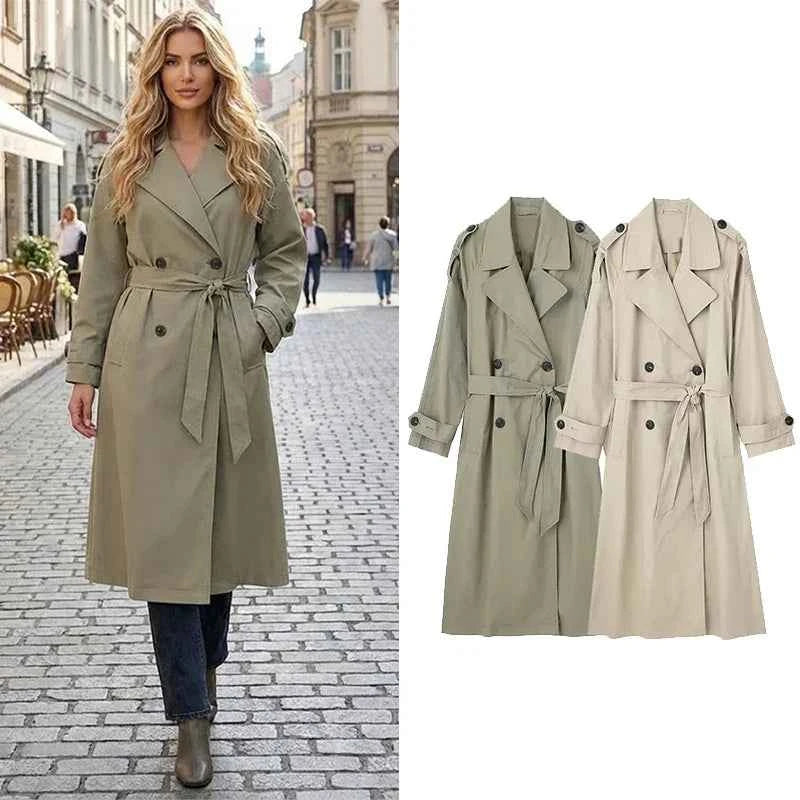Belted Double-Breasted Trench Coat