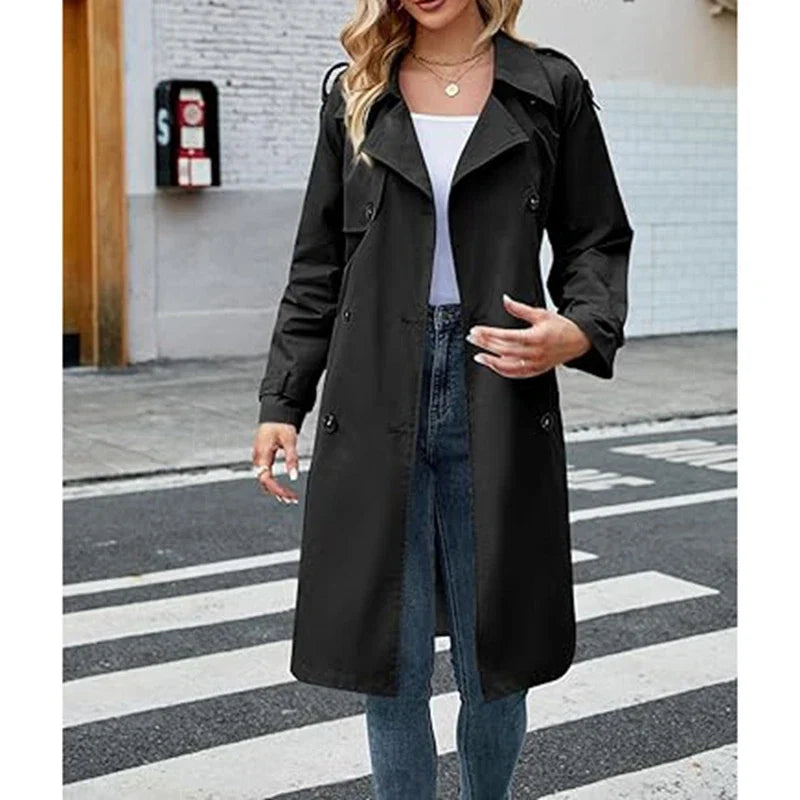 Belted Double-Breasted Trench Coat - Isabella Mae
