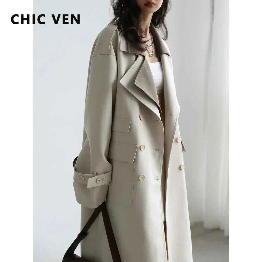 Contrast Lapel Trench Coat