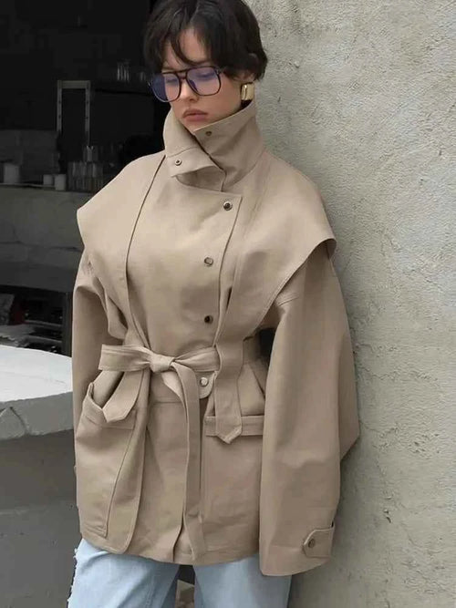 Belted Cape Trench Coat