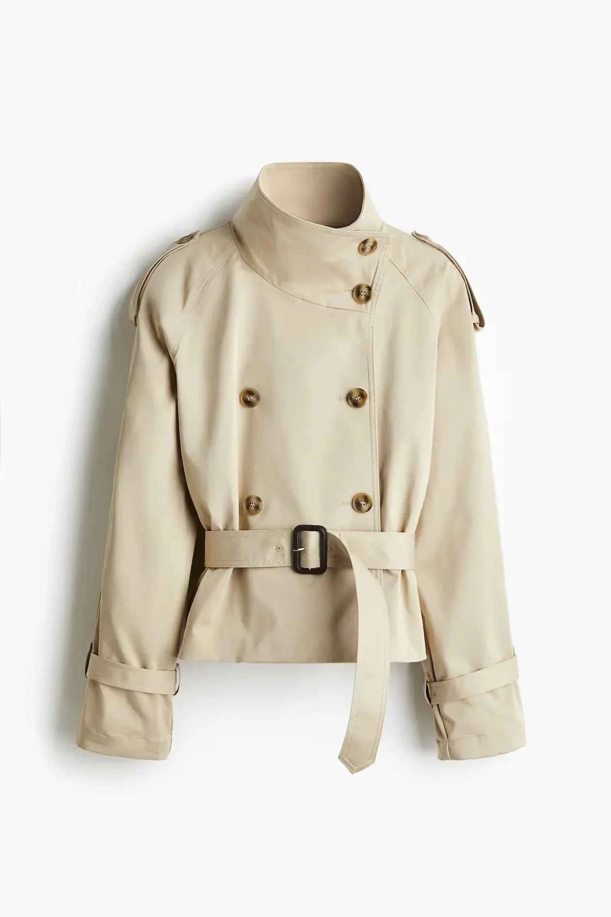 Belted Cropped Trench Jacket