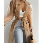 Sheer Belted Trench Coat - Isabella Mae