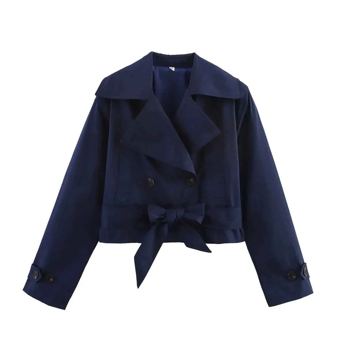 Belted Cropped Trench Jacket