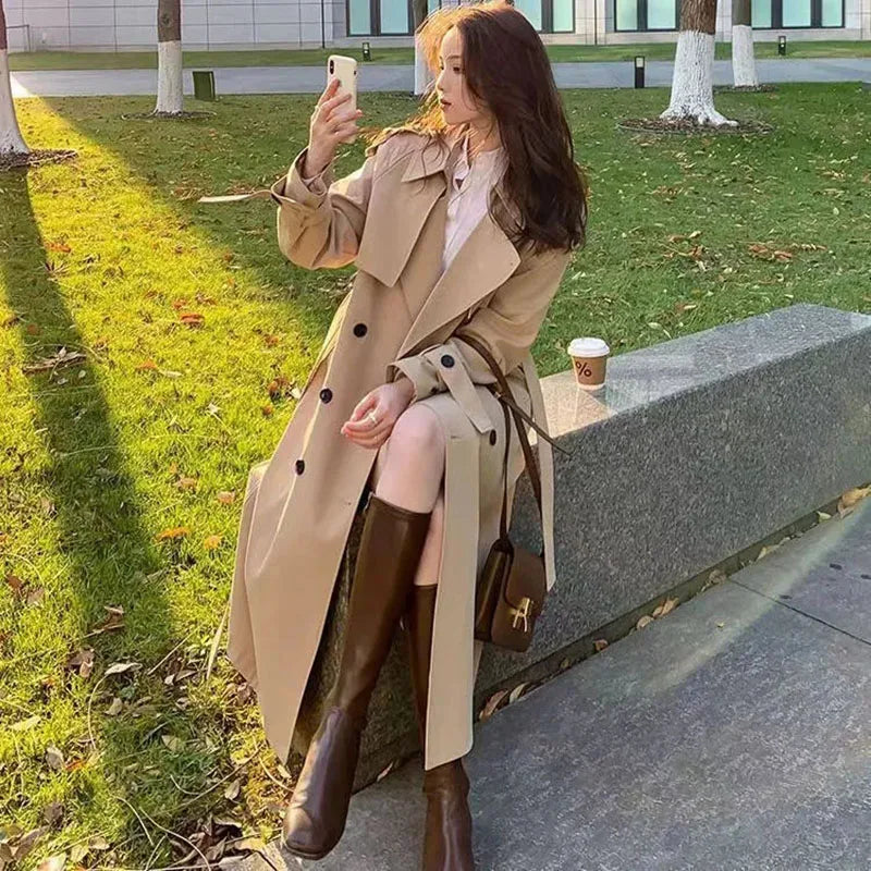 Belted Double-Breasted Trench Coat - Isabella Mae