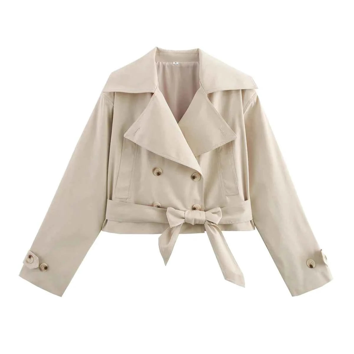 Belted Cropped Trench Jacket