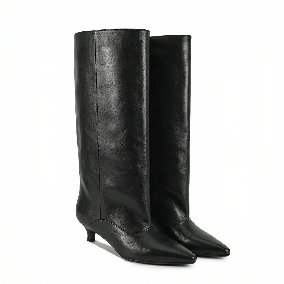 Women's Pointed Toe Kitten Heel Knee High Boots
