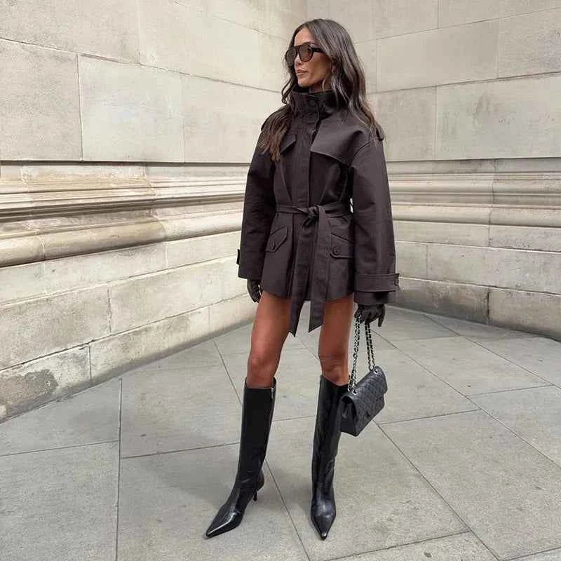 Belted Short Trench Jacket