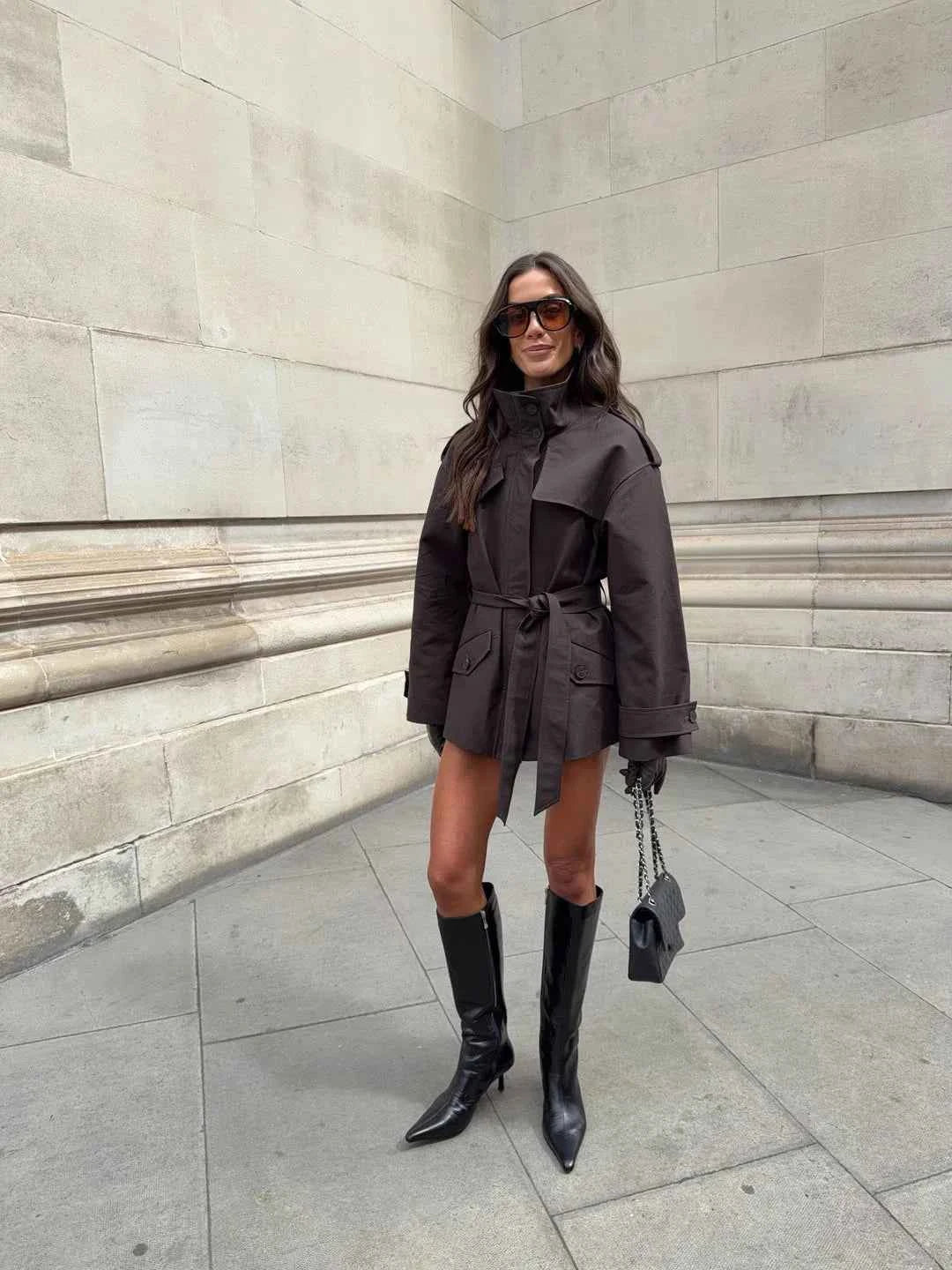 Belted Short Trench Jacket