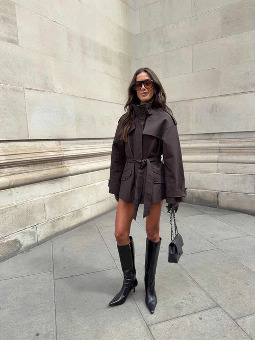 Belted Short Trench Jacket