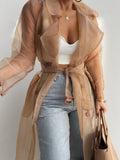 Sheer Longline Trench Coat - Isabella Mae