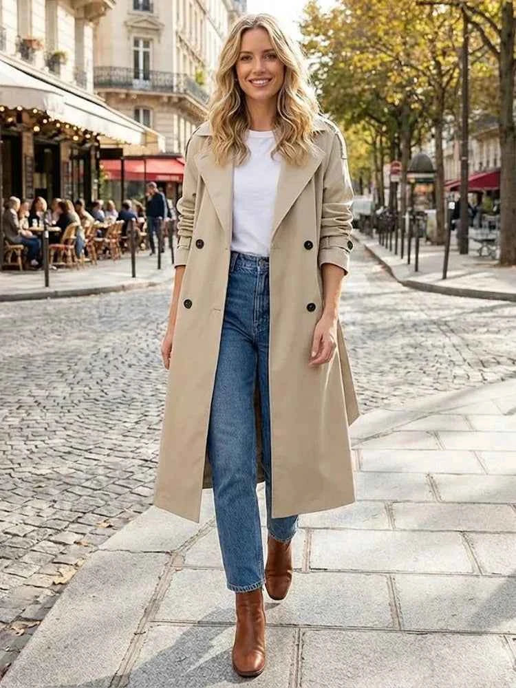 Belted Double-Breasted Trench Coat