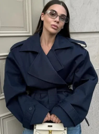 Belted Double-Breasted Trench Jacket - Isabella Mae