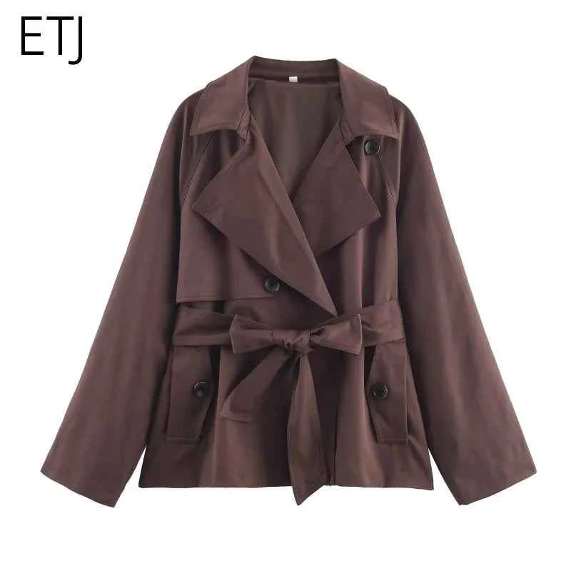 Belted Short Trench Coat