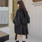 Belted Puff-Sleeve Trench Coat