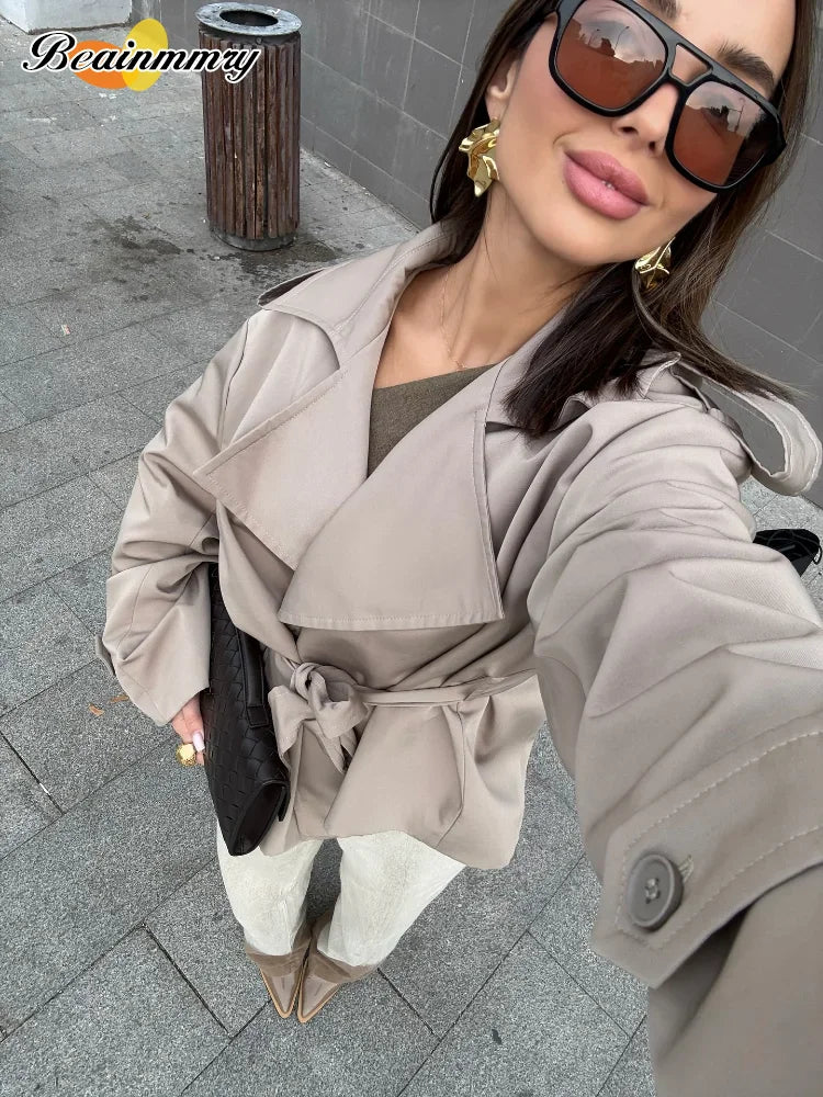 Belted Double-Breasted Trench Jacket - Isabella Mae