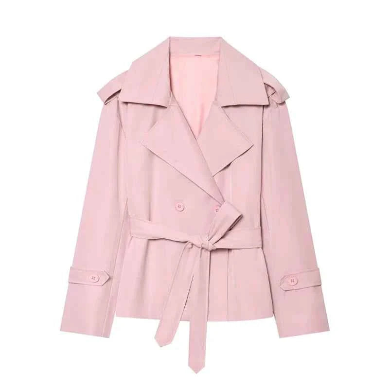 Belted Short Trench Coat
