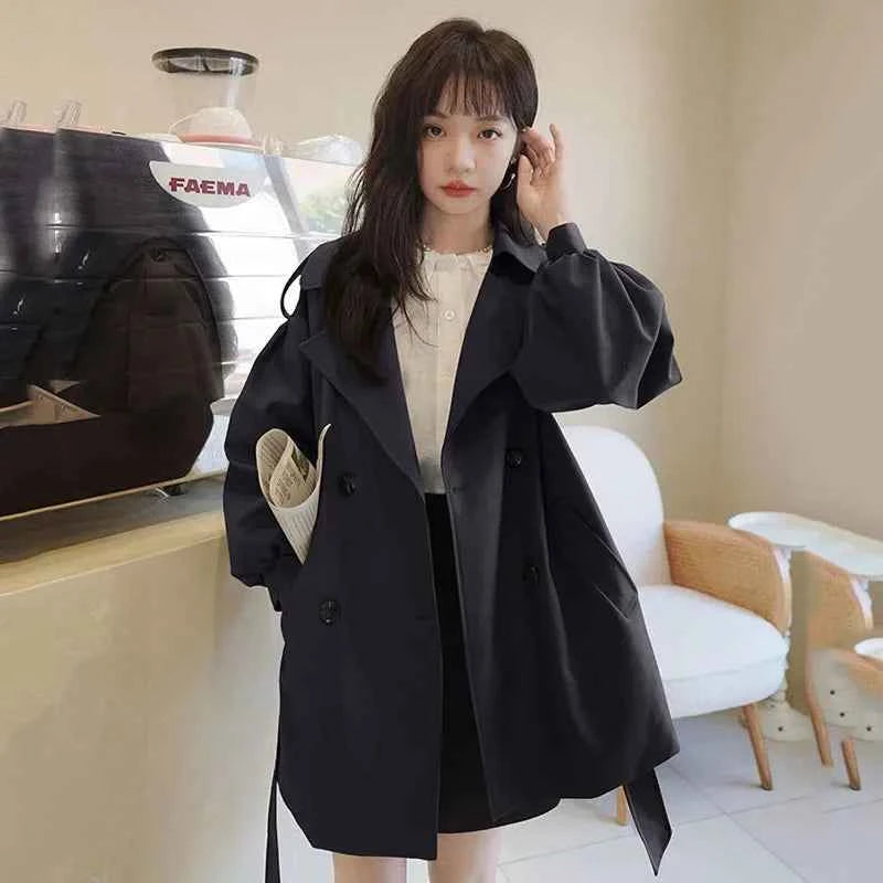 Belted Puff-Sleeve Trench Coat