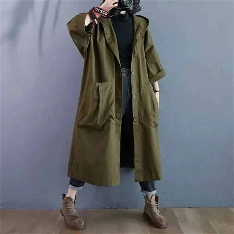 Oversized Hooded Trench Coat