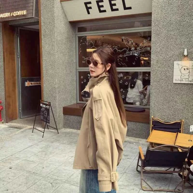 Cropped Double-Breasted Trench Coat
