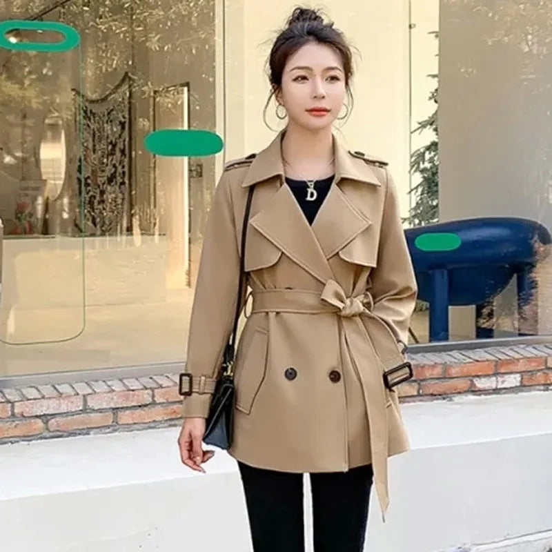 Relaxed Belted Double-Breasted Trench Coat - Isabella Mae