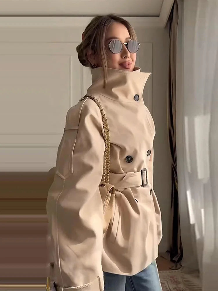 Belted Cropped Trench Jacket - Isabella Mae