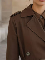 Brown Belted Double-Breasted Trench Coat - Isabella Mae
