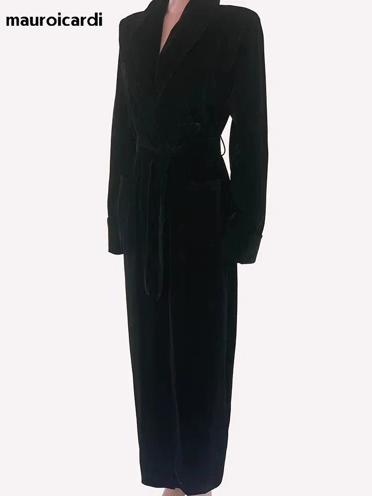 Velvet Belted Trench Coat - Isabella Mae
