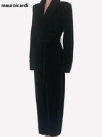Velvet Belted Trench Coat - Isabella Mae
