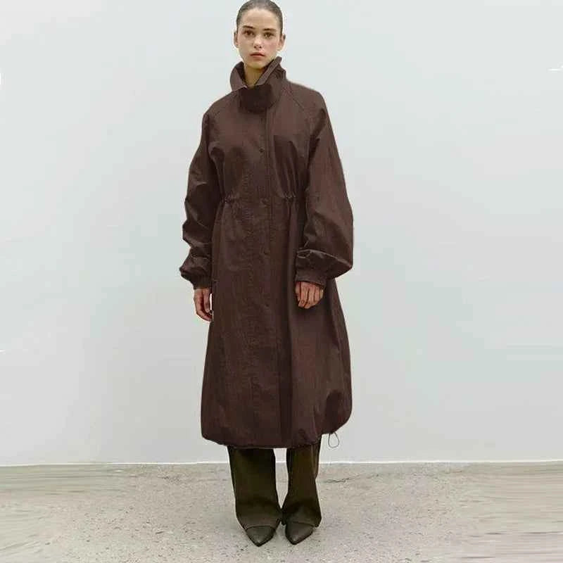 Drawstring Waist Trench Coat