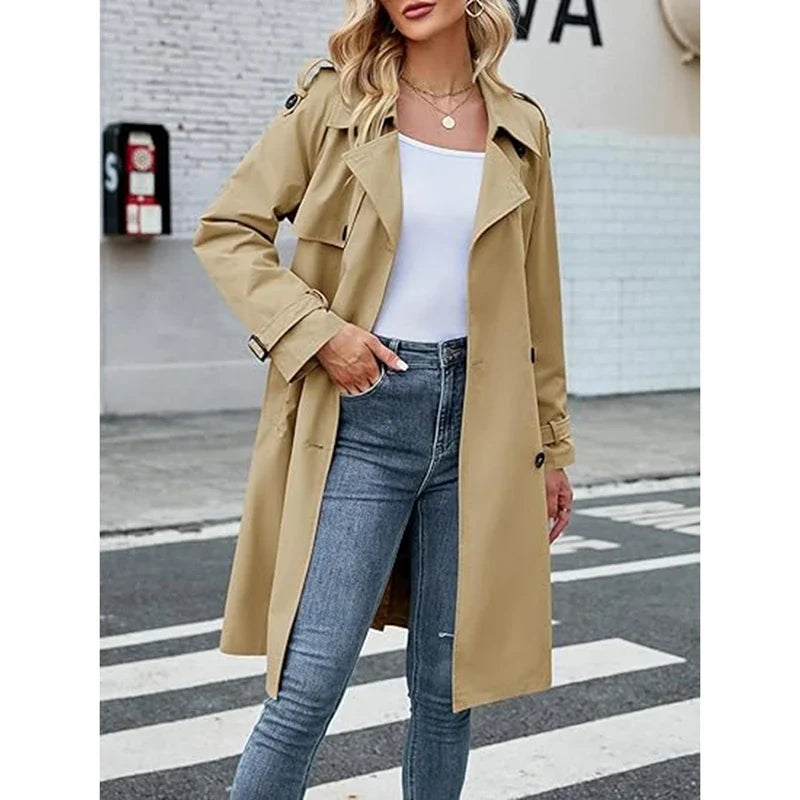 Belted Double-Breasted Trench Coat - Isabella Mae