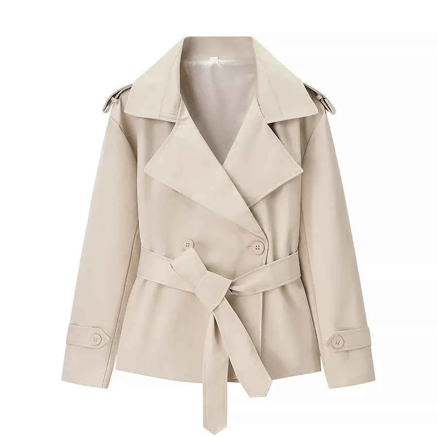 Belted Cropped Trench Jacket