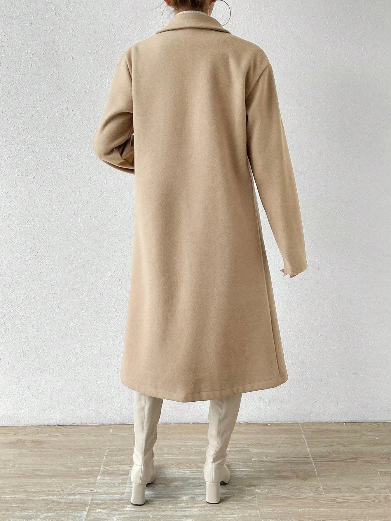 Longline Double-Breasted Lapel Coat - Isabella Mae