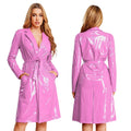 Wet-Look Belted Trench Coat - Isabella Mae