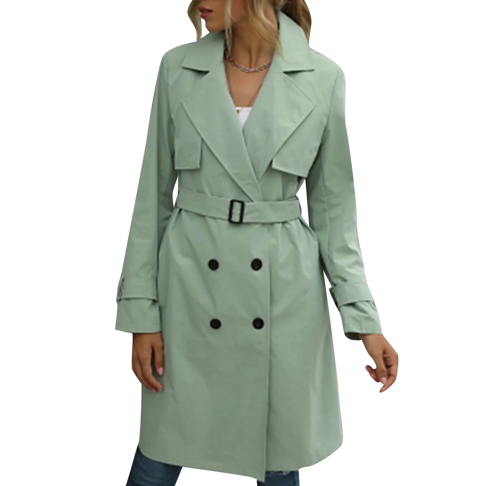 Belted Double-Breasted Trench Coat - Isabella Mae