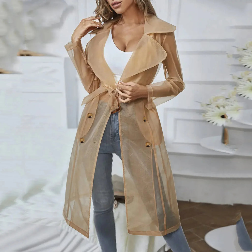 Sheer Mesh Trench Coat - Isabella Mae