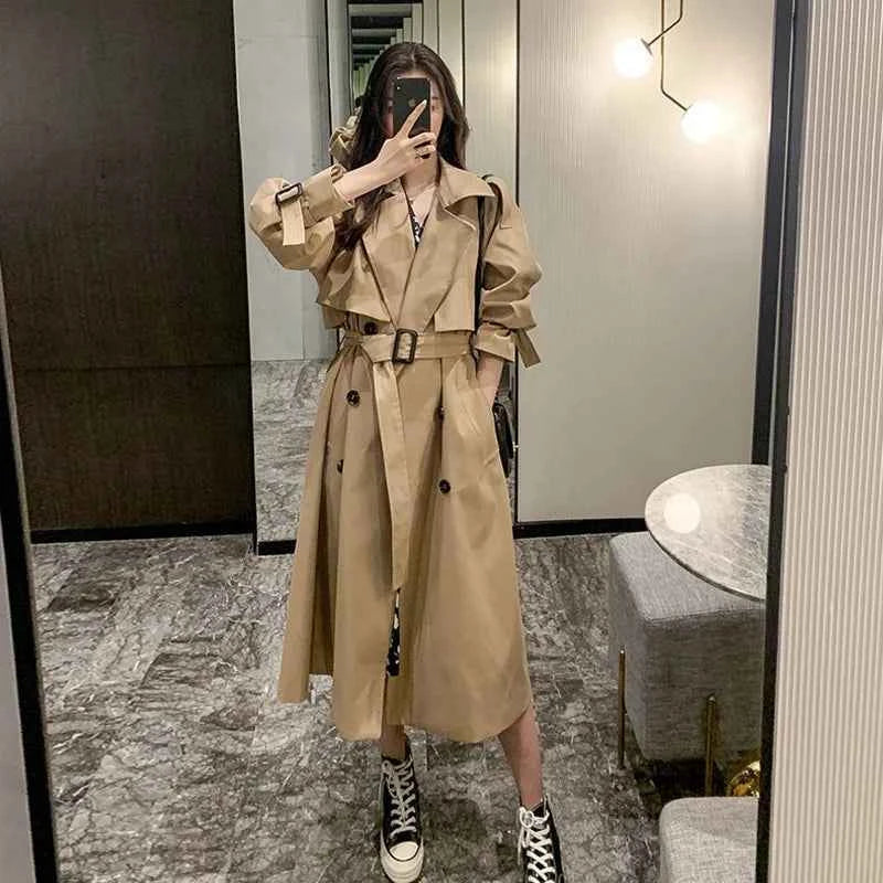 Belted Double-Breasted Trench Coat
