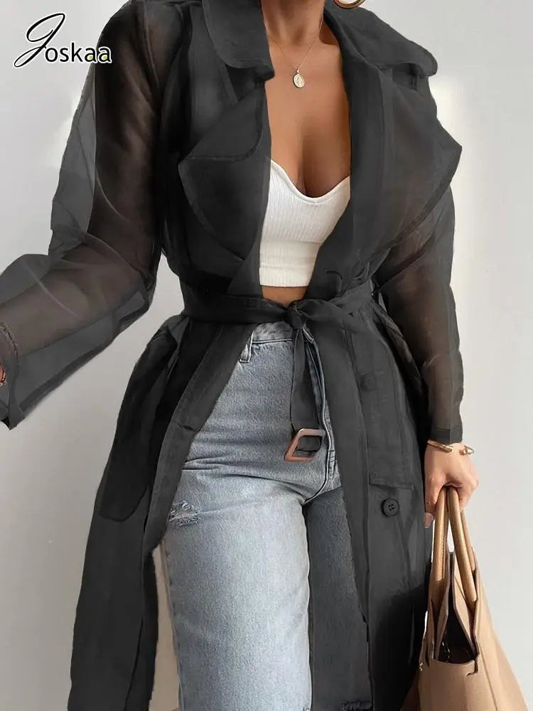 Sheer Longline Trench Coat - Isabella Mae