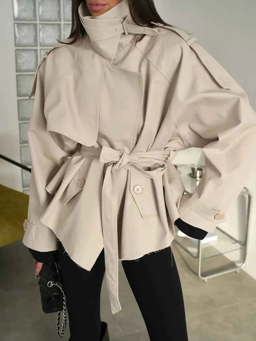 Belted Cropped Trench Coat