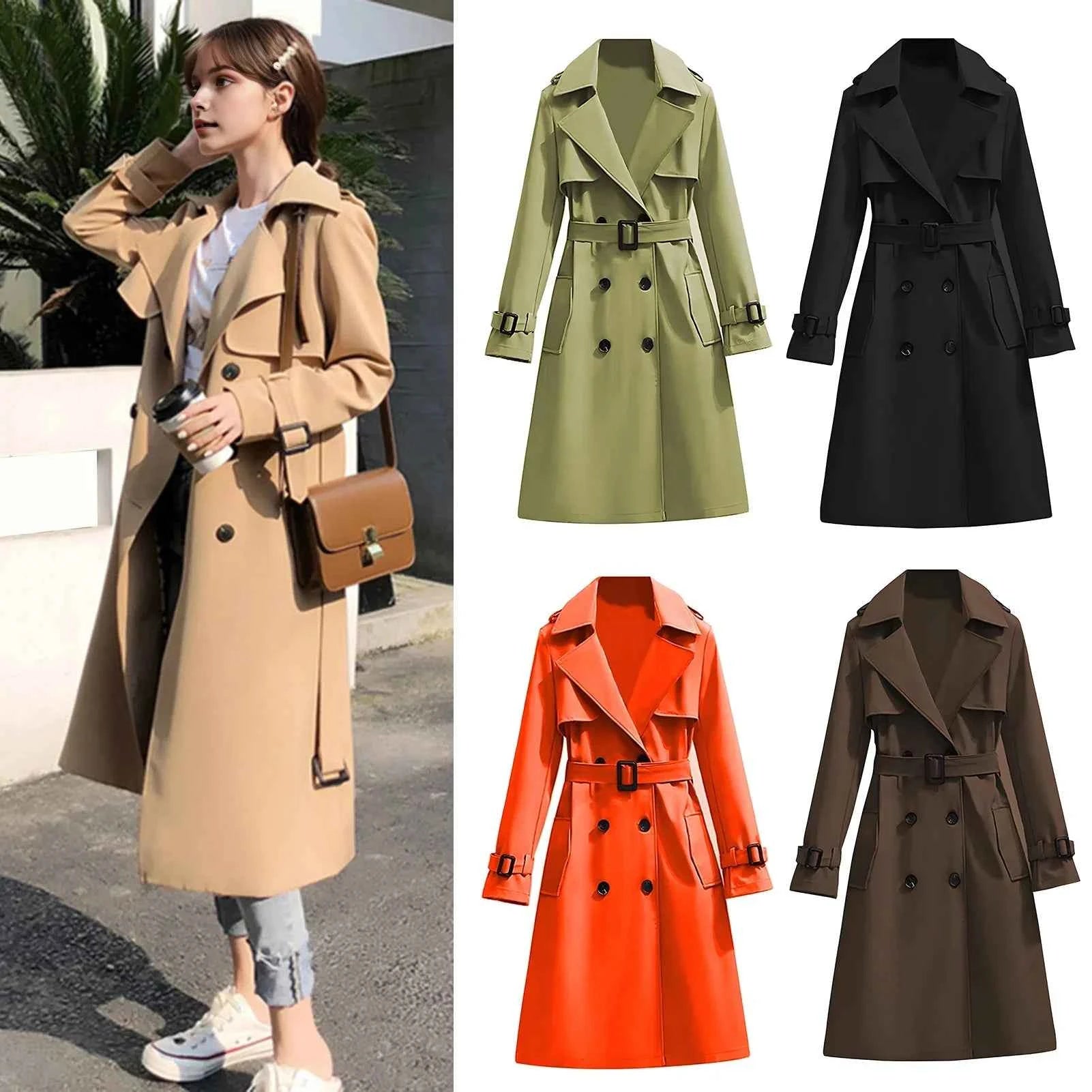 Belted Double-Breasted Trench Coat