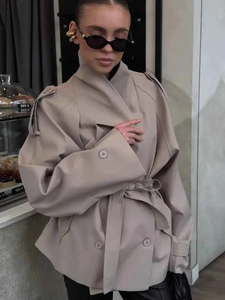 Belted Cropped Trench Coat