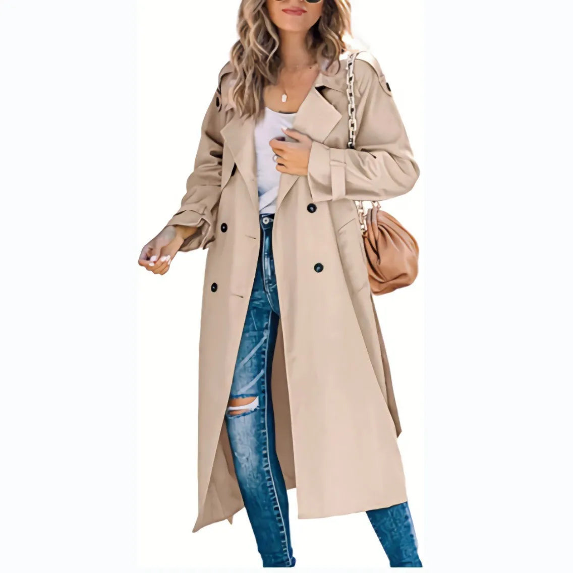 Long Double-Breasted Trench Coat - Isabella Mae