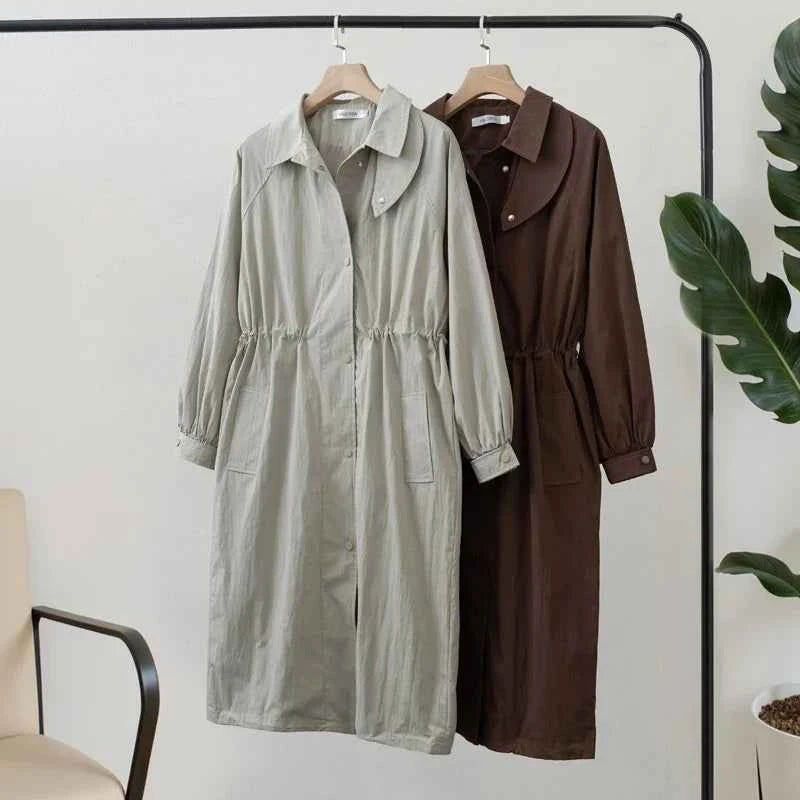 Drawstring Waist Trench Coat