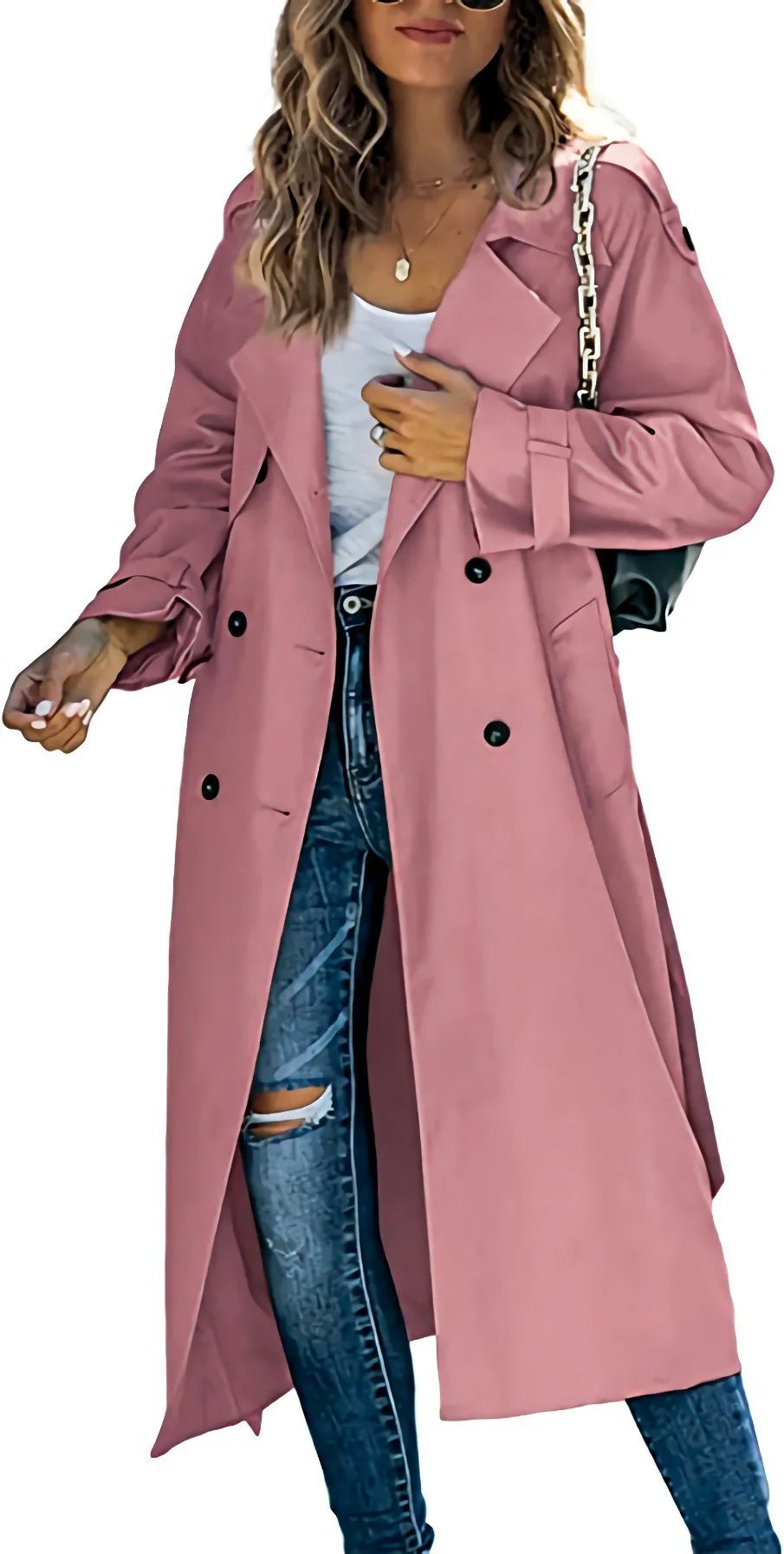 Long Double-Breasted Trench Coat - Isabella Mae